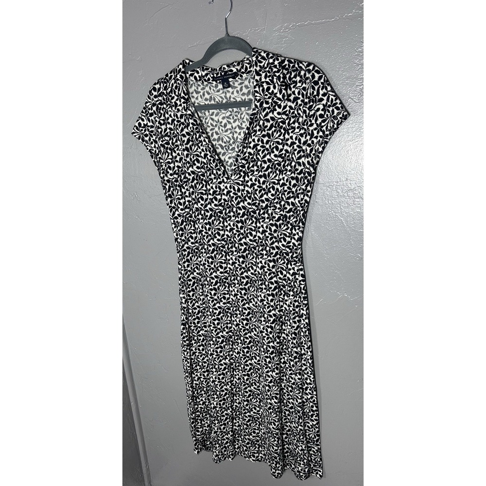 Women's Bananas Republic Silk And Cotton Dress Body Skimming V Neck Size M Midi